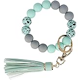 BIHRTC Key Ring Bracelet Car Keychain Holder Wristlet Silicone Women Beaded Bangle Chains