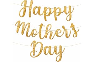 Happy Mother’s Day Banner – Glitter Letter Garland for Mother’s Day Decorations, Spring Party, Family Gathering, Holiday Deco