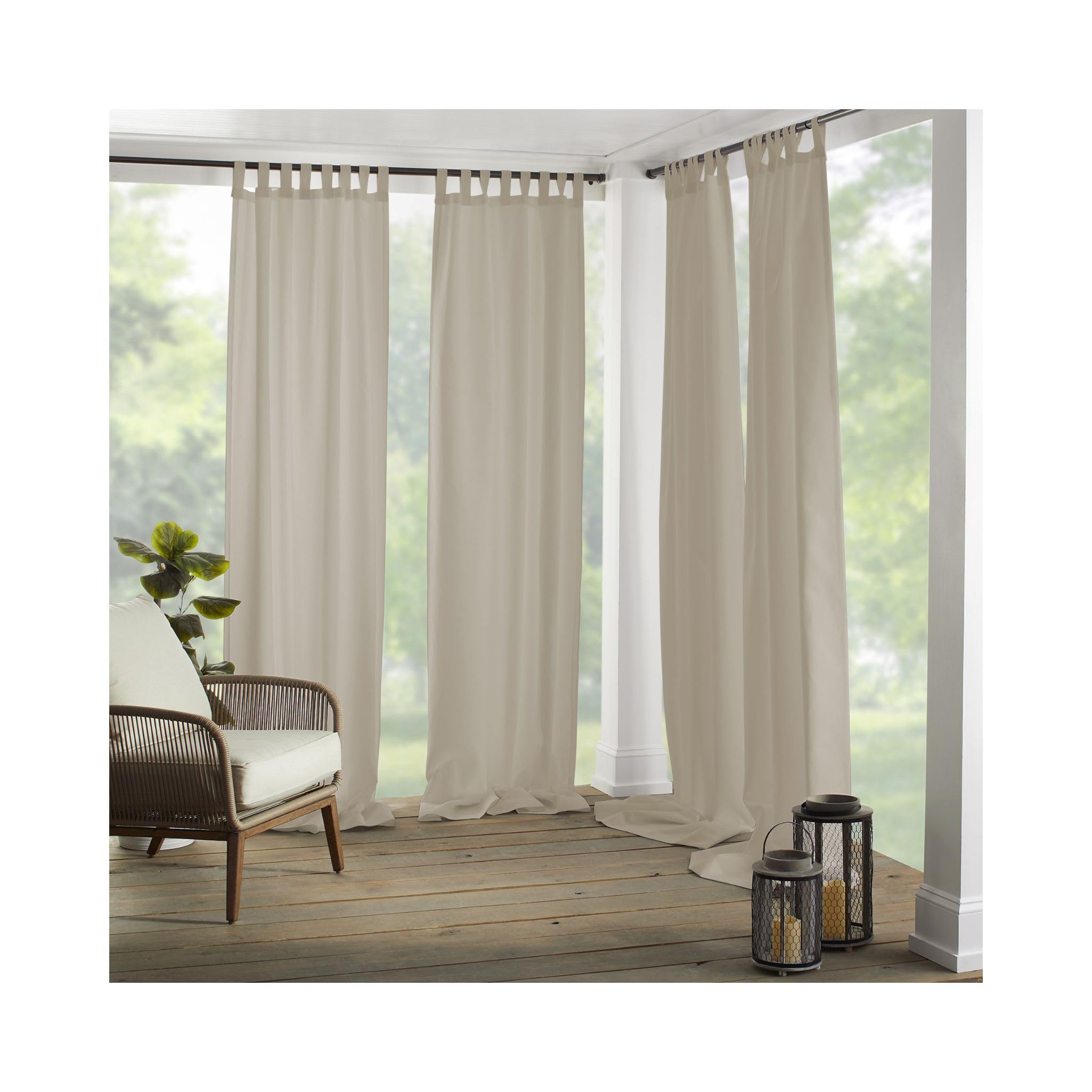 Elrene Home Fashions Matine Weatherproof Tab-Top Indoor/Outdoor Solid Color Curtain Panel for Porch, Pergola, Patio, Deck, 52”W x 95”L, Taupe