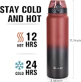 OLDLEY 1L Stainless Steel Water Bottle with 3 Lids Vacuüm Insulated Leakproof view 3