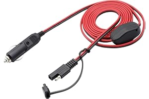 AAOTOKK Cigarette Lighter SAE Cable,16AWG 12V Cigarette Lighter Male Plug to SAE 2 Pin Quick Release Disconnect Connector Plug Adapter Extension Charging Cable with Fuse and Switch(2.4m/7.8ft-M)