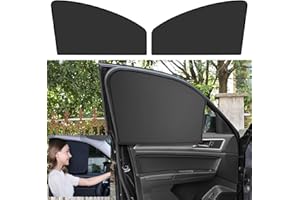 Ouzorp 2 PCS Car Side Window Sun Shades, Front Seat Window Sunshades Privacy Curtains, 100% Block Light for Breastfeeding, Taking a nap, Changing Clothes, Camping，Universal for Car SUV Truck(Black)