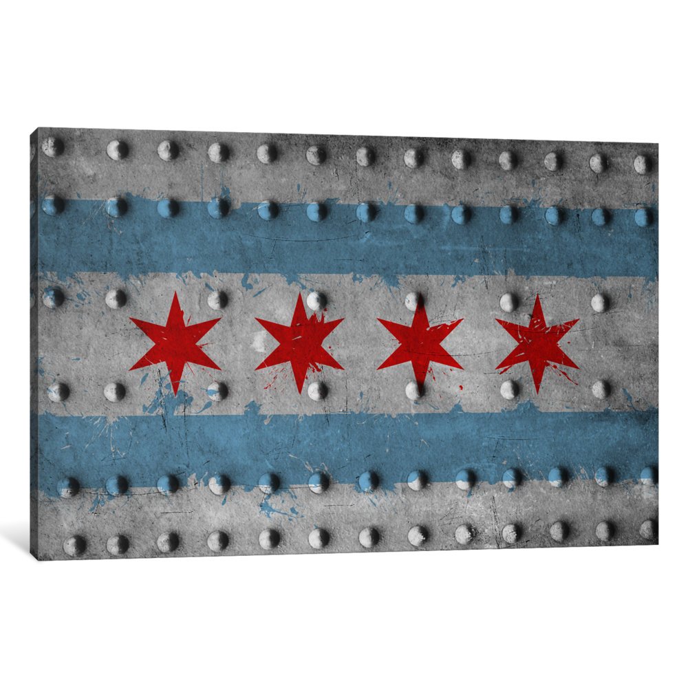 iCanvasART 1 Piece Chicago Illinois - Grunge Rivet Metal Painted Canvas Print by Kane, 40 by 26"/0.5