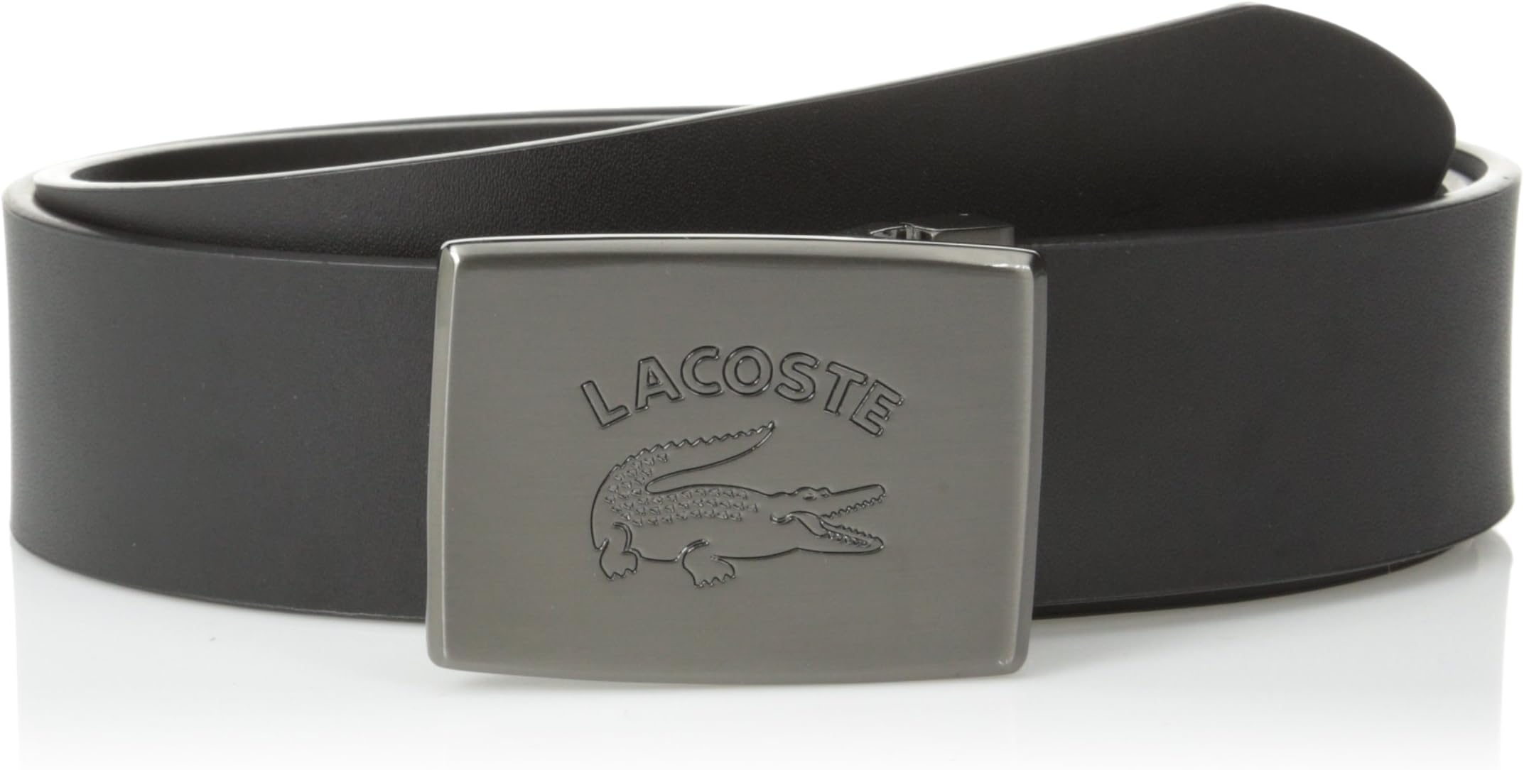 Lacoste Men's Leather Logo Plaque Belt