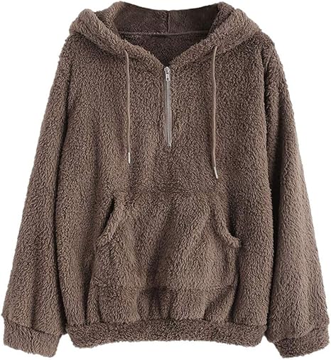 faux fur half zip hoodie