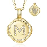 Auspicious Cheerful Gold Initial Necklace for Women - 14K Gold Plated Heart Necklaces, Double Rotating Letter Pendants, Personalized Women’s Jewelry, Birthday Gifts, Christmas Valentines Day Present