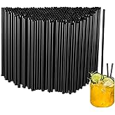 500Pcs Black Disposable Straws，5.12’’ Straight Flat Straw,0.16‘’ Diameter, For Kitchen,Bar,Club,Drinks, Milk, Soda, Party, Wh