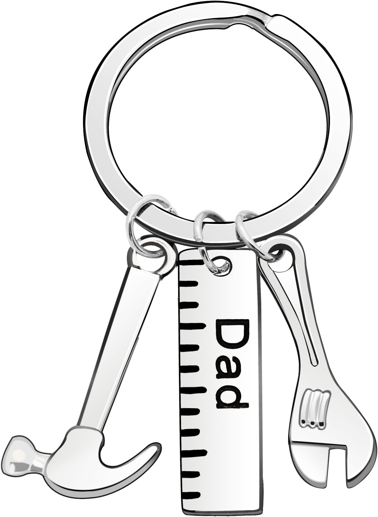 Men Gift 3D Ruler Wrench Hammer Pendant Key Chain Ring Multi Tool Charms Fathers Day Dad Gift for Family