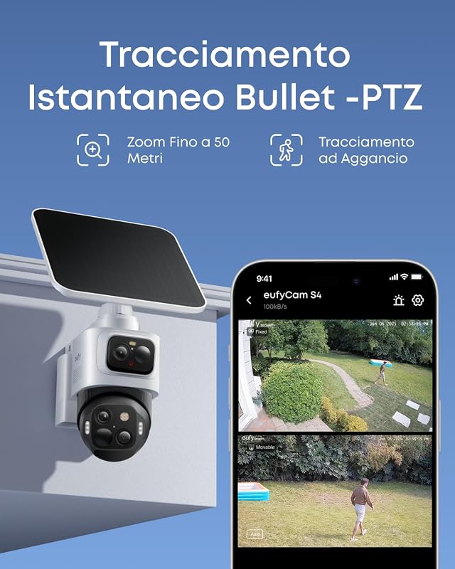 Anker eufyCam S4, Telecamera di Sicurezza FV Wireless da Esterno, 4K UHD.