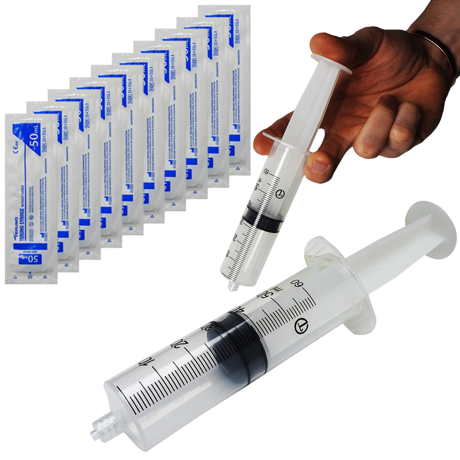 Terumo Premium Large Luer Lock CE Approved Sterile Medical 50ml Plastic Syringe - 10 Pack