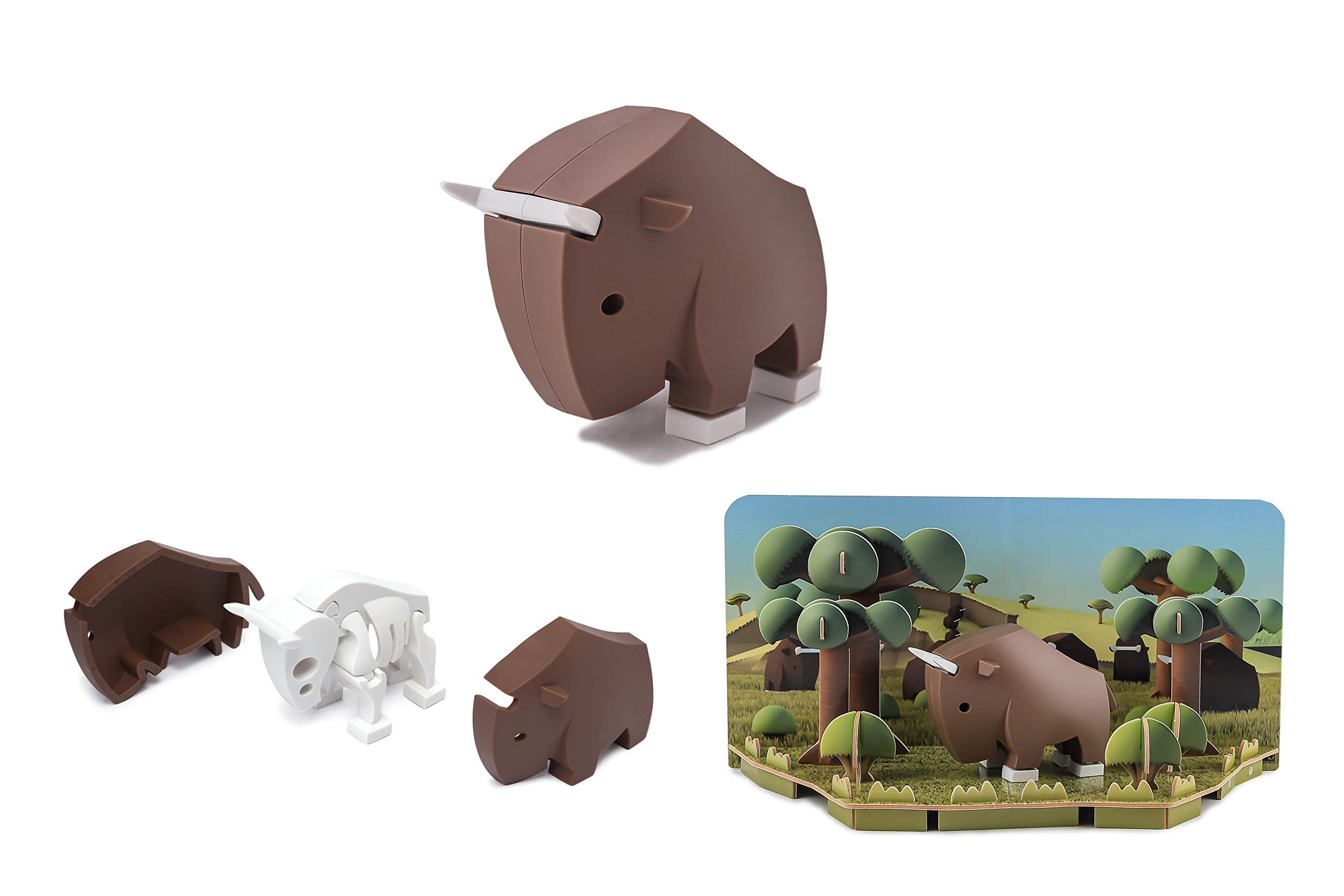 HALFTOYS HA003 Collectibles Magnetic Animals Play Sets, Lion 3D Jigsaw Puzzle Blocks, STEM Educational Take Apart Toys Gift for Toddler & Kids 3+ Years (Gnu)