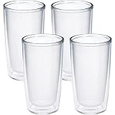 Tervis Crystal Clear Tabletop Made in USA Double Walled Insulated Tumbler Travel Cup Keeps Drinks Cold & Hot, 16oz - 4pk, Classic