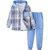 Yhnslsf Boys Clothes Fall Winter Outfits, Toddler Boy Sweatsuit Plaid Hoodie Pants Clothing Set For Kids Boys Size 5-12 Years
