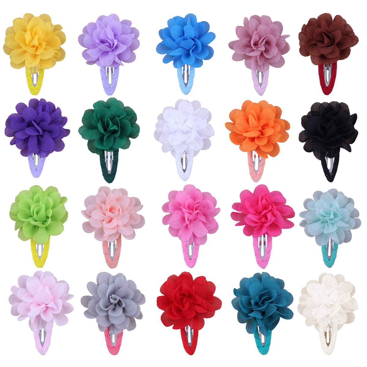 HQdeal Hair Clip, 20pcs Multicolor Flower Hair Barrette, Hairpin for Girls Women Toddlers Kids, Hair Accessories for Wedding Party