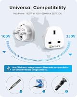 LENCENT UK to Europe Plug Adapter Type E/F Grounded 2P EU Travel view 6