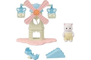 Calico Critters Baby Windmill Park, Dollhouse Playset with Persian Cat Figure Included includes windmill with swing, slide, seesaw and figure Medium