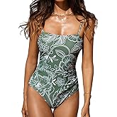 CUPSHE Women Swimsuit One Piece Bathing Suit Square Neck Cutout Back Tummy Control with Adjustable Spaghetti Straps