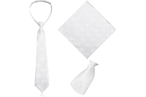 Silicherry 2 Pcs Boys First Communion Tie and Hanky Set, 1st Communion Satin Necktie Embroidered with the Chalice