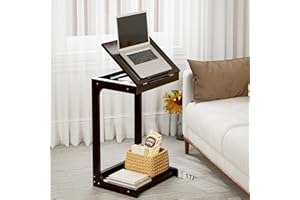 Kalrin Side Table, Bamboo C Shaped End Table for Couch, Small End Table with Adjustable Desktop, Sofa Table, C Table End Table Perfect for Living Room & Bedroom