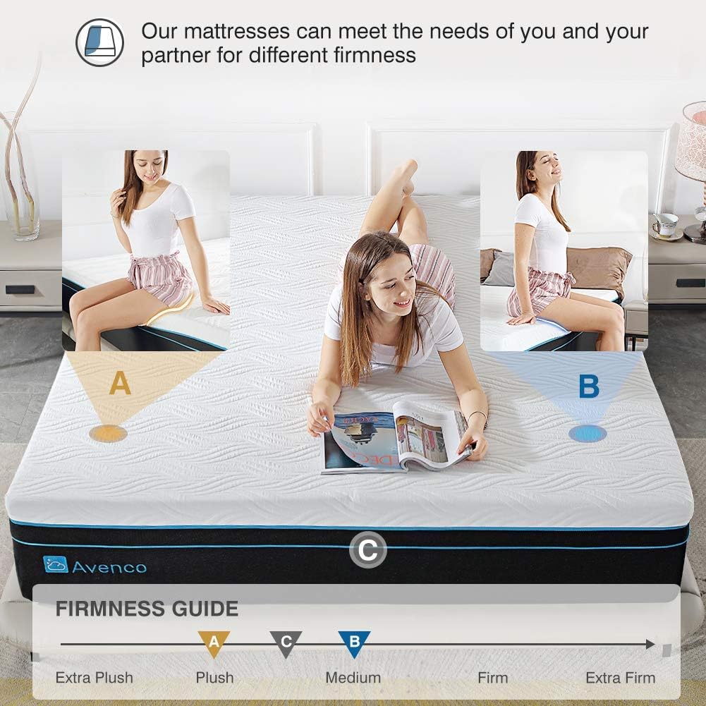 Queen Mattress, Avenco Memory Foam Mattress Queen, 14 Inch Queen Size Mattress in a Box, Adjustable Medium to Plush Feeling, Premium CertiPUR-US Foam, Pressure Relief & Cool Sleeping, 10 Years Support: Kitchen & Dining