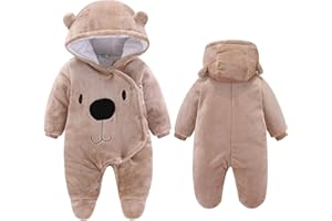UVIPC Newborn Baby Bear Onesie Baby Fleece Snowsuit Jumpsuit Hooded Footie Thick Winter Outwear for Infant Boys Girls