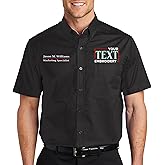 Custom Short Sleeve Embroidered Button Up Shirts for Men Add Your Text Personalized Embroidery Easy Care Shirts