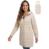 ROYAL MATRIX Packable Puffer Jacket for Women Lightweight Hooded Quilted Long Travel Puffer Coat