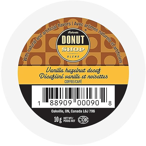 AUTHENTIC DONUT SHOP BLEND DECAF VANILLA HAZELNUT SINGLE SERVE CUPS FOR KEURIG K CUP BREWERS, 24 COUNT