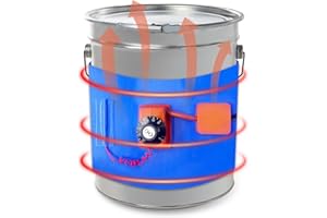UPGRADED Blue 5 Gallon Metal Drum Heater with Twist Temperature Control, YeloDeer 120V 800 Watt Barrel Heater Band for Swamp Bucket Boiler Operates in 86 ℉-302 ℉ for Honey Pail