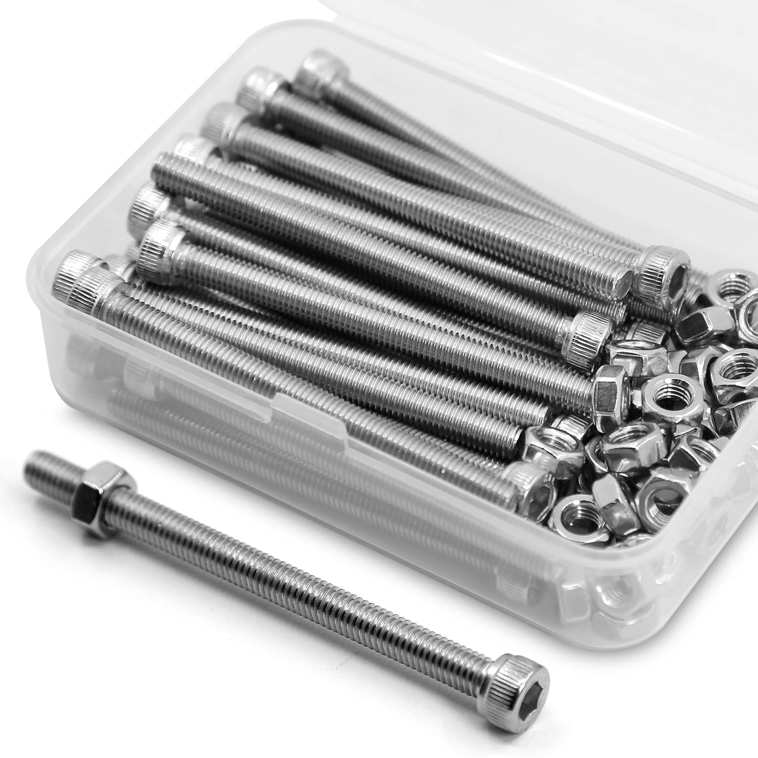 M5 x 60 mm, 25 pieces, 304 stainless steel hex screws, bolts and nuts set, machine screws