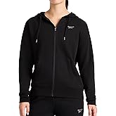 Reebok womens Rhinestone Full-zip Hoodie, Standard Fit, Midweight Cotton-poly Fabric