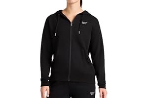 Reebok Women's Rhinestone Full-zip Hoodie, Standard Fit, Midweight Cotton-poly Fabric