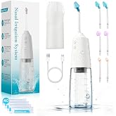 Nasal Irrigation System 300ml Tank with 6 Nozzles &amp; 40 Salt Packets, Cordless Electric Nasal Rinse Machine for Sinus Relief &amp; Allergies, Neti Pot with Customizable DIY Mode for Adult &amp; Kid IPX7