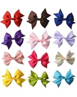 Qandsweet Baby Girl Grosgrain Ribbon Hair Bows with Clip