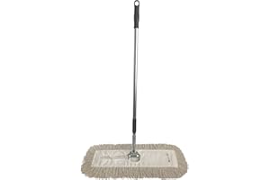 DIRECT MOP SALES, INC. Ultimate Dust Mop Kit: Industrial-Grade Performance, Heavy-Duty Frame, Telescopic Handle - White 24 Inch