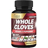 Cadane 6in1 Whole Cloves Herbal Supplement | Syzygium Aromaticum, Cinnamon, Peppermint, Rosemary, Black Pepper & Vitamin C | Non-GMO, Vegan – 90 Capsules – 45-Day Supply