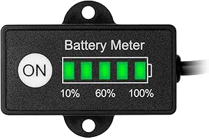Jayron Mini LED Battery Indicator DC 12V to 24V Battery Fuel Gauges for Golf Cart,Fork Lifts and Battery-Powered Equipment (Lead Acid Storage Battery)