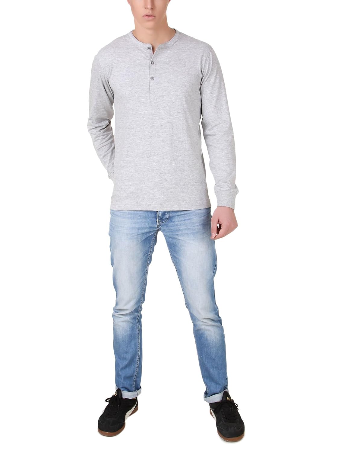 aventura outfitters men's henley full sleeves (light grey)