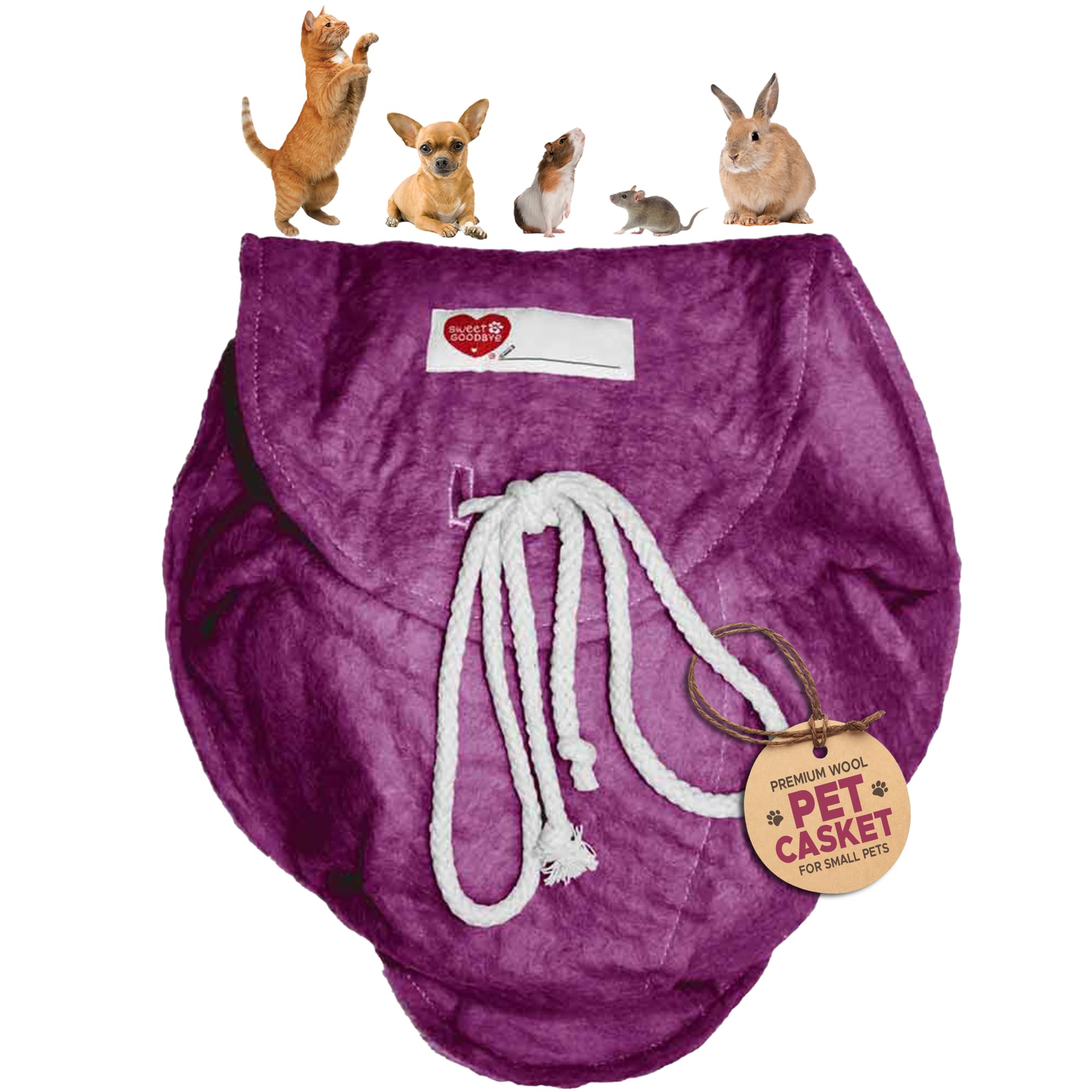 Sweet Goodbye Cloud® Eco-Friendly Pet Burial & Cremation Ceremony Kit - Casket for Smaller Pets: Rabbits, Hamsters, Gerbils, Birds, Fish, Reptiles, Small Cats (Choose Size & Color)(Large, Magenta)