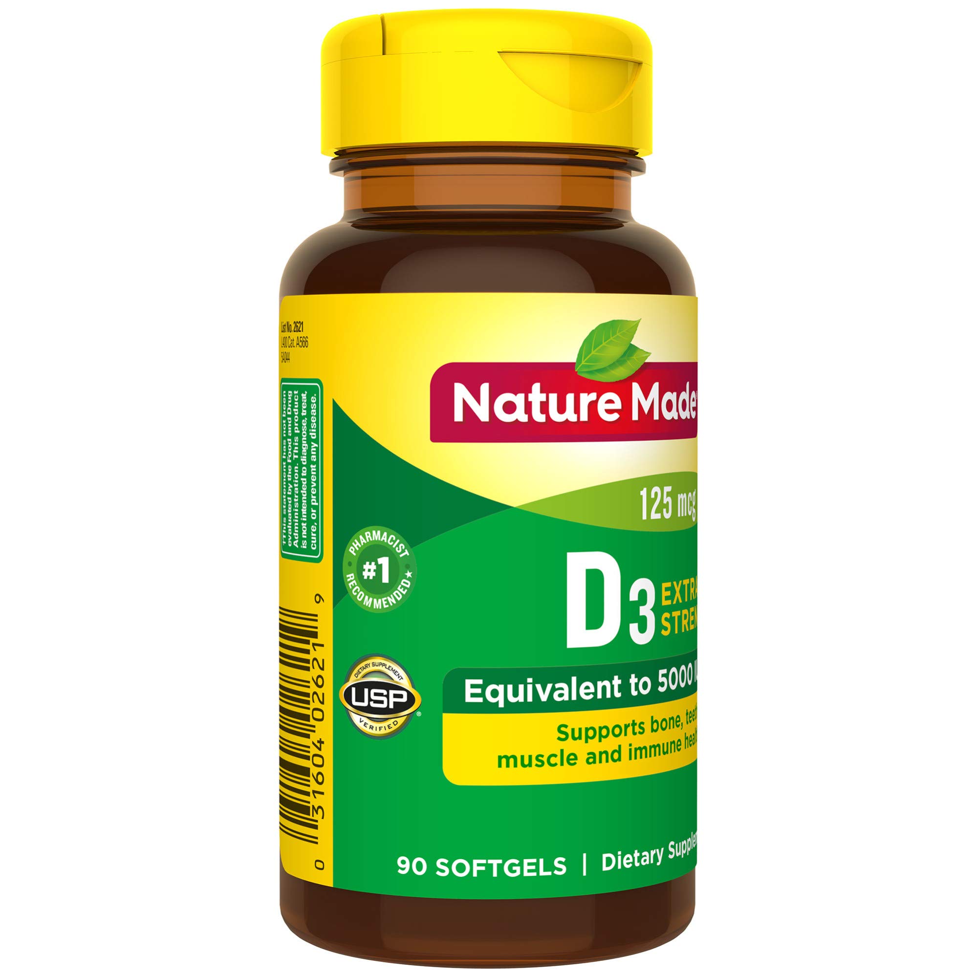 Nature Made Extra Strength Vitamin D3 5000 IU (125 mcg), Dietary