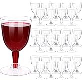KesaPlan 75 Pcs Plastic Wine Glasses, 6oz Disposable With Stem, Stackable Goblets, Clear Reusable for Outdoor Parties, Weddin