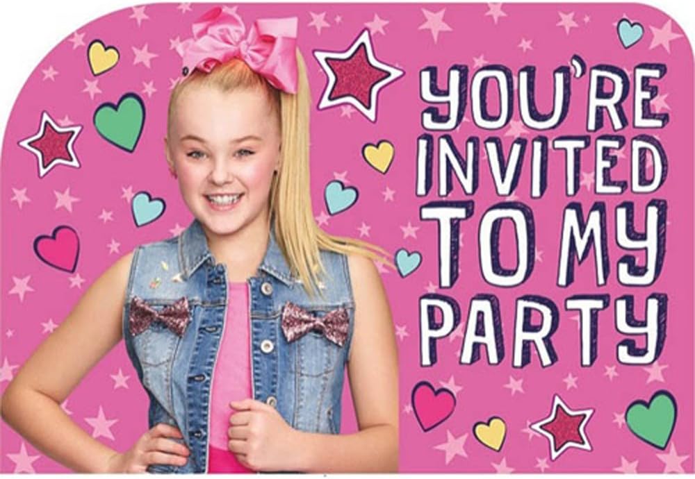 JoJo Siwa Pink Invitations w/Envelopes (8ct)