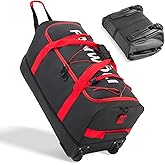 Fanwoli Collapsible & Expandable 100L-120L Large Rolling Duffle Bag - 30'' Waterproof Wheeled Luggage with No-Sag Heavyload Design, Lock & Soft Handle for Travel, Camping, Dorm, Moving