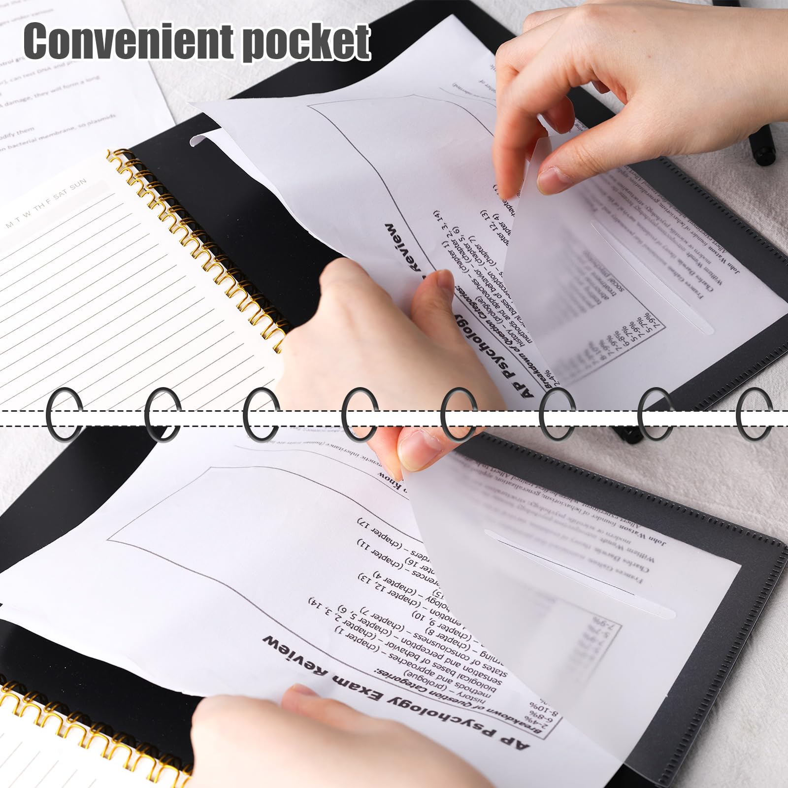 HEYPLACE Cornell Notes Notebook, College Ruled Spiral Notebook B5 Hardcover Notebook for Note Taking Office School Black