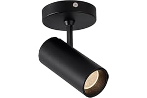 A AISILAN Aisilan 12W Black LED Ceiling Spotlight, Adjustable 90° Anti-Glare Monopoint Accent Light for Indoor Use, Ideal for Living Room, Paintings, and Artwork, Warm White 3000K, CRI 97
