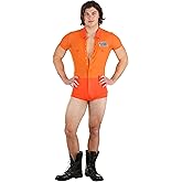 Men's Sexy Orange Prisoner Costume - Adult Halloween Inmate Romper - Jailhouse Party Outfit - Spicy Inmate Costume