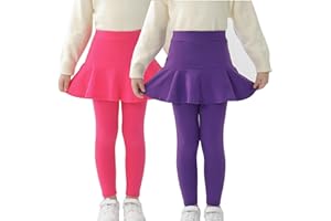 StyleSavvy Trendy Girls' Leggings with Skirt - 2 Pack of Cotton Ruffle Skirt Pants for Kids for 3-8 Years