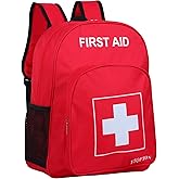 YIQFTON First Aid Backpack Empty, Red Waterproof Emergency Backpack, Portable Large Capacity Empty Medical First Aid Bag for Car Home Office Outdoor Travel Hiking Camping (Red1)