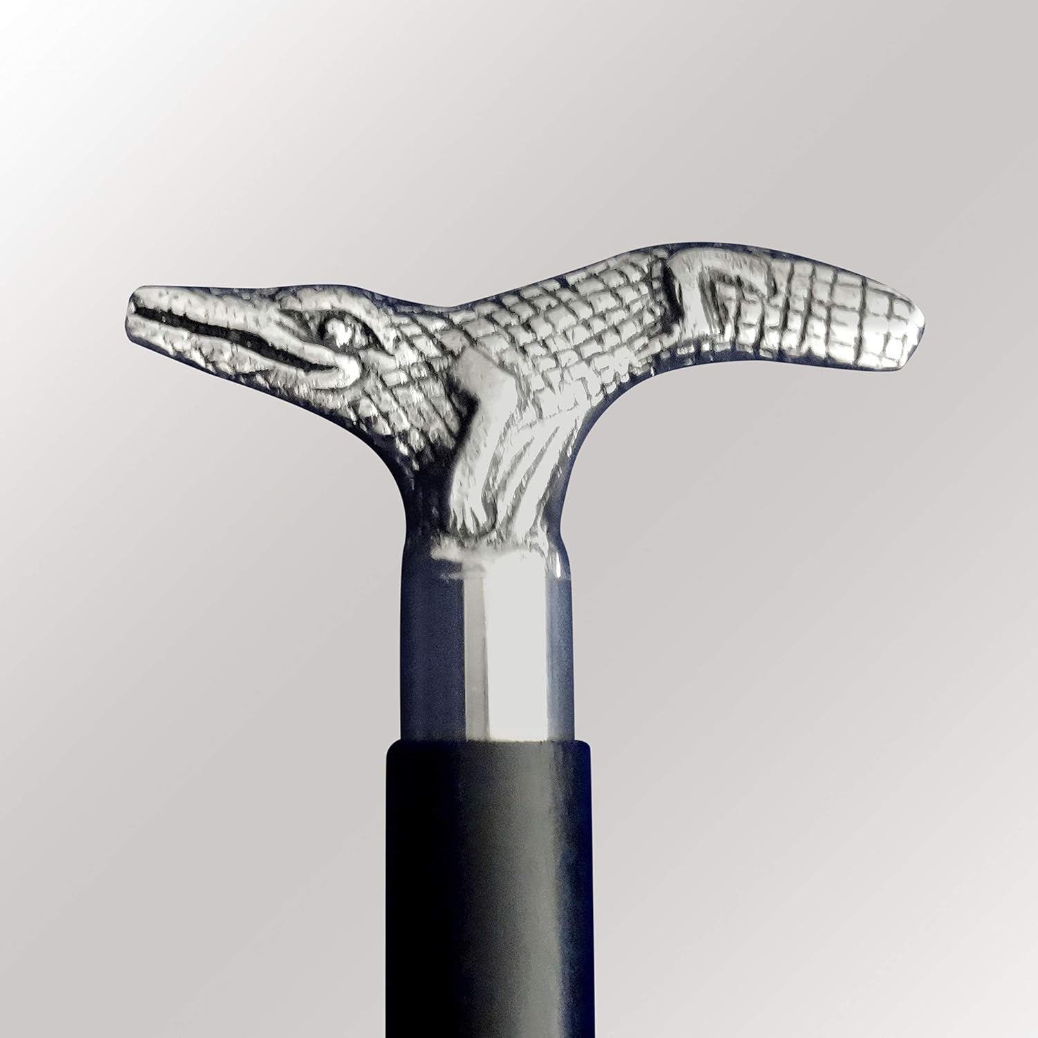 Village Creation Crocodile Folding Walking Stick 37 Inch Silver Finish