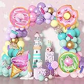 Amandir 139pcs Pastel Donut Balloon Arch Garland Kit Sweet One Ice Cream Birthday Party Decorations Sprinkles Confetti Pastel Balloons for Donut Grow Up Girl Baby Shower Spring Party Supplies